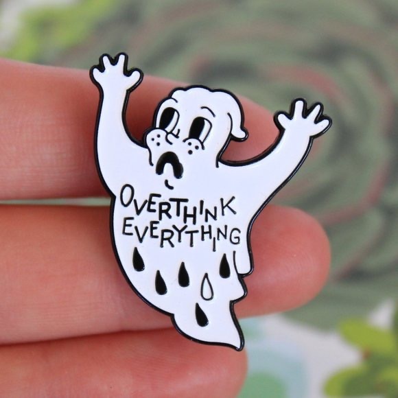 Overthink Everything Ghost Enamel Pin - Picture 1 of 5
